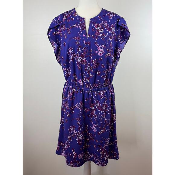 41 Hawthorn Dresses & Skirts - 41 Hawthorn Womens Floral Cinched Waist Mini Dress in Purple Sz 1X | Feminine